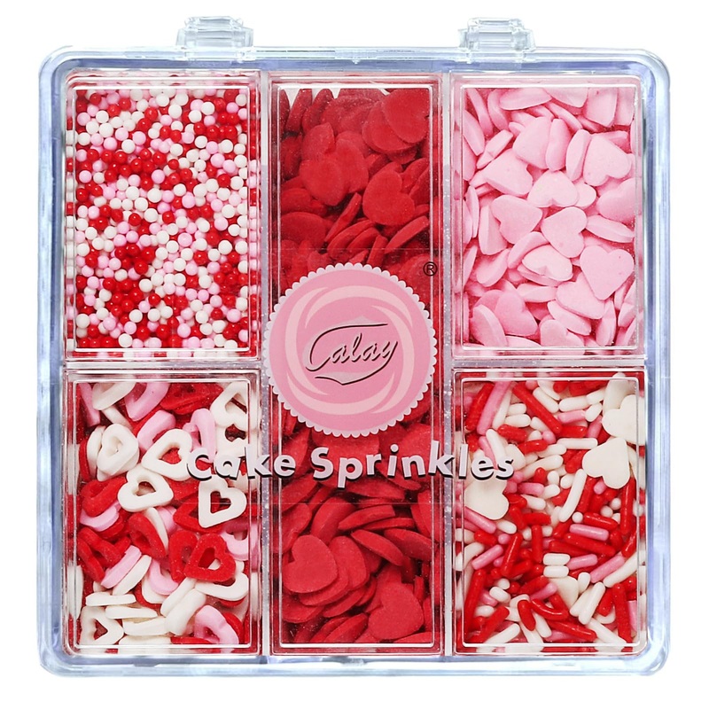 Valentines Sprinkles For Baking, Pink, Red And White Heart Sprinkles For Valentines Cake Cookies Cupcake Decorating