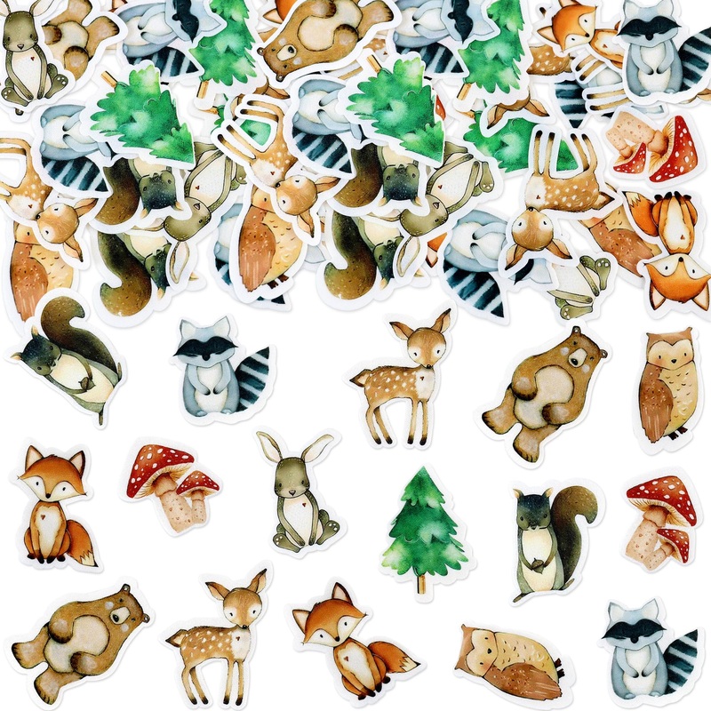 40Pcs Edible Animal Cupcake Toppers Wafer Paper Woodland Theme Animal Cupcake Toppers Picks For Animal Drink Topper Baby Shower