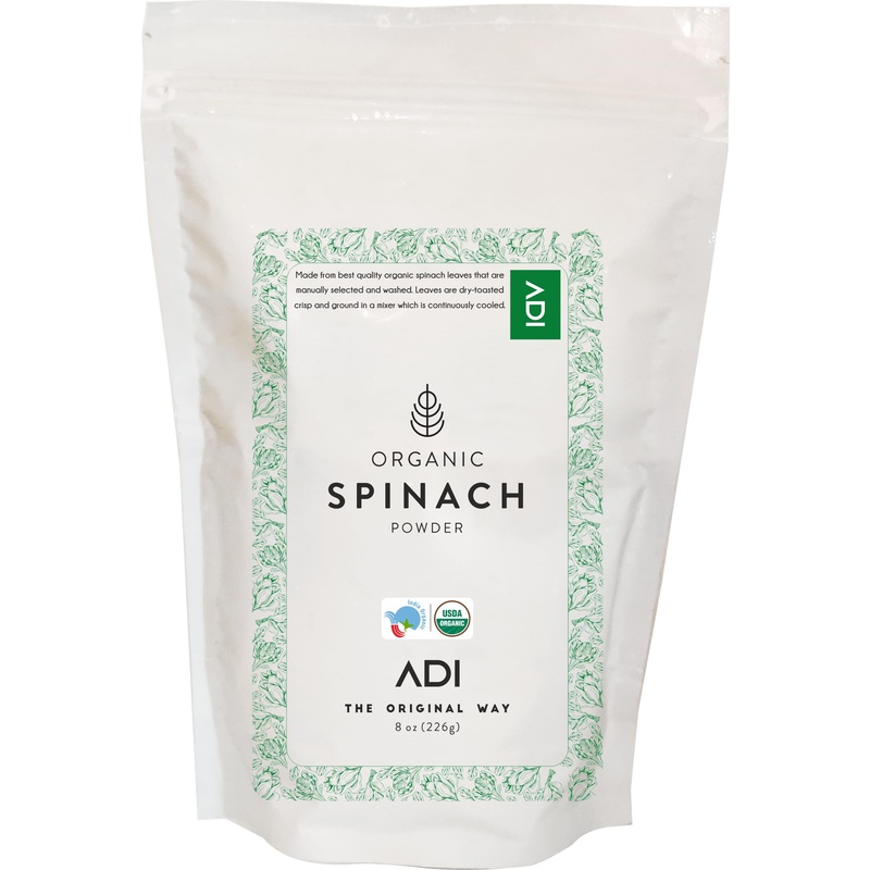 Adi Usda Certified Organic Spinach Powder 8Oz, Fresh Green Powder For Energy & Detox