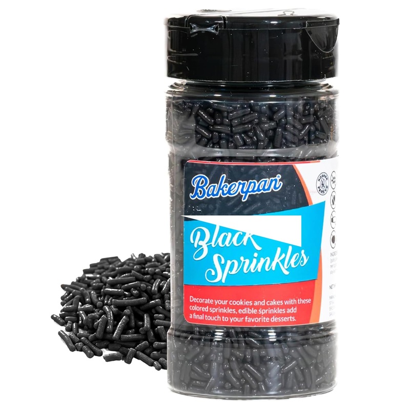 Bakerpan Black Jimmies Sprinkles – 6 Ounces Black Sprinkles For Cake Decorating – Edible Sprinkles For Cupcakes, Ice Cream, Cake