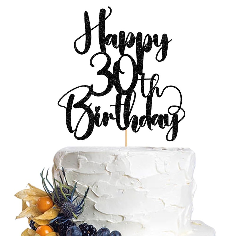 Dcokska Happy Birthday 30Th Cake Topper,Men/Women 30Th Birthday,30Th Anniversary Party Cake Topper Decorations/Dinner Party Deco