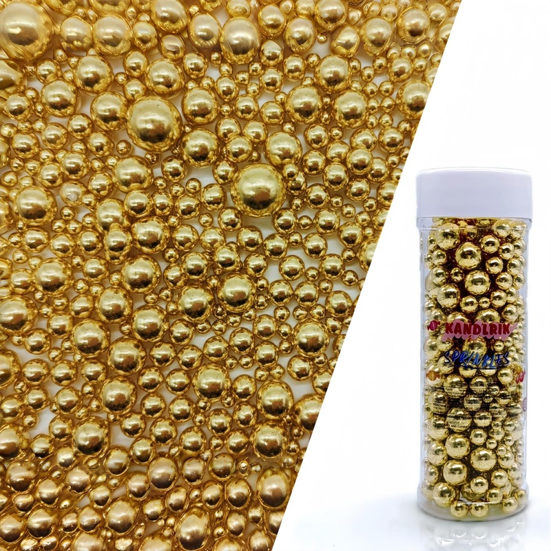 Edible Super Gold Sugar Pearls Sprinkles Candy Mix Size Pearls Cake Decorations Cupcake Toppers Cookie Decorating Perfect For We