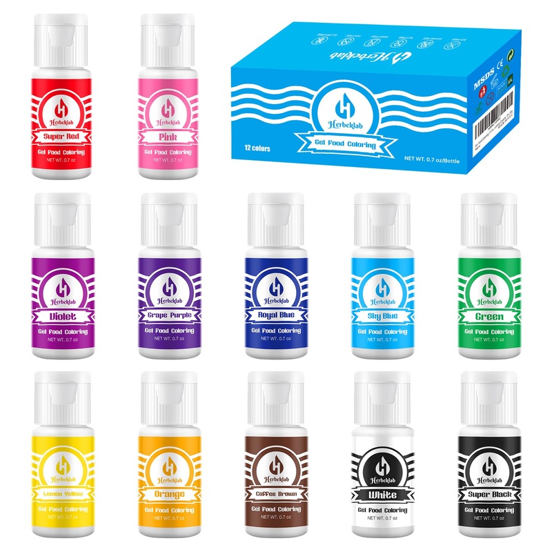 Gel Food Coloring 12 Colors X 0.7 Oz Concentrated Gel Based Food Dye Vibrant Icing Colors Neon Edible Food Color For Icing Bakin
