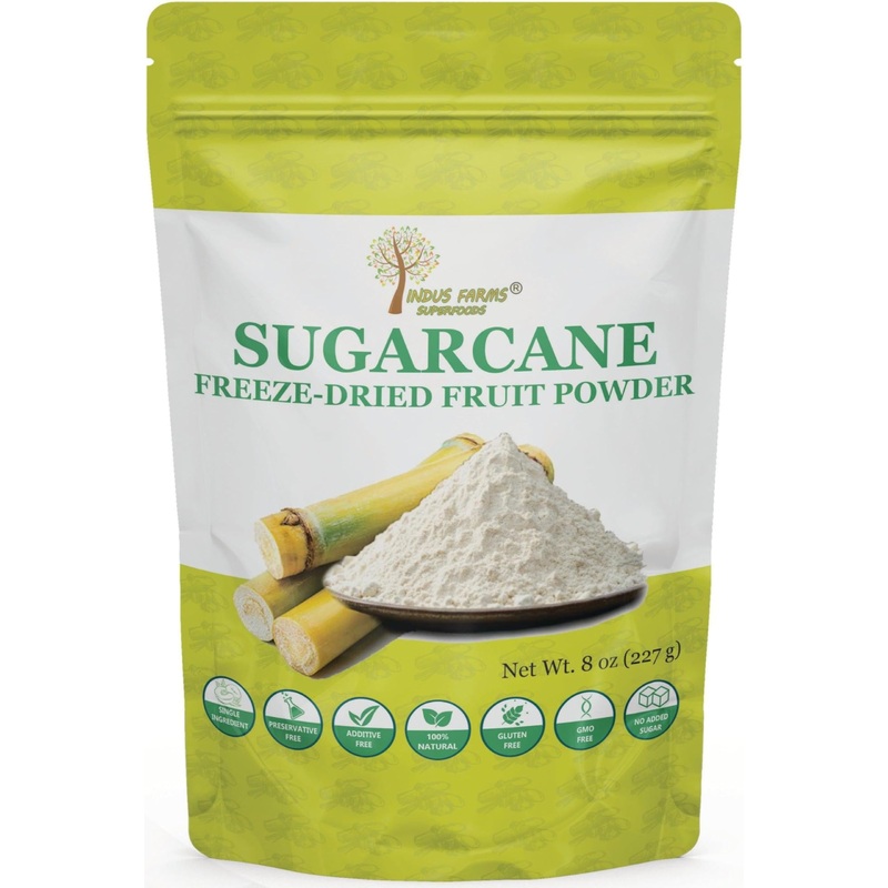 Indus Farms Superfoods 100% Pure Freeze-Dried Sugarcane Juice Powder – No Additives, Single Ingredient, Non-Gmo, Vegan, Natural