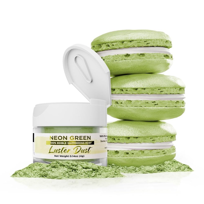 Luster Dust – Neon Green (4G 1X Jar) | Edible Vegan Dust & Paint For Cake Decorating, Ice Cream, Desserts, Cocktails And Beverag