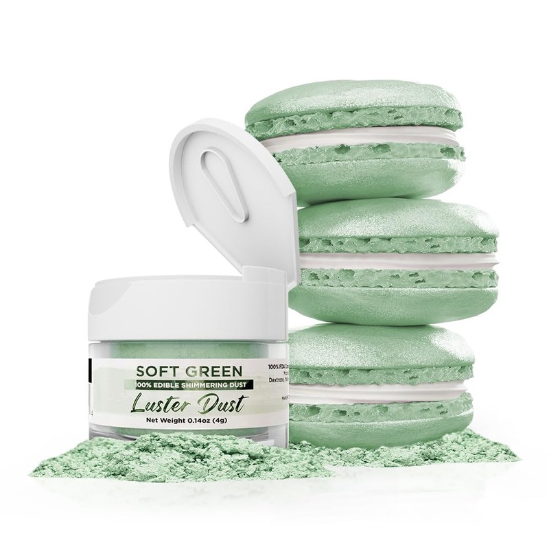 Luster Dust – Soft Green (4G 1X Jar) | Edible Vegan Dust & Paint For Cake Decorating, Ice Cream, Desserts, Cocktails And Beverag