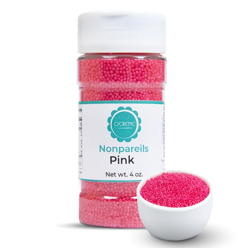 Ocreme Nonpareils Sprinkles – 4Oz Pink Non Pareil Sprinkles – Colorful Sprinkles For Cake Decorating – Kosher Sprinkles For Ice