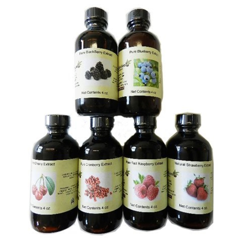 Olivenation Set Of 6 Berry Extracts, Blueberry, Blackberry, Cherry, Cranberry, Raspberry, Strawberry – 6 X 4 Oz Bottles
