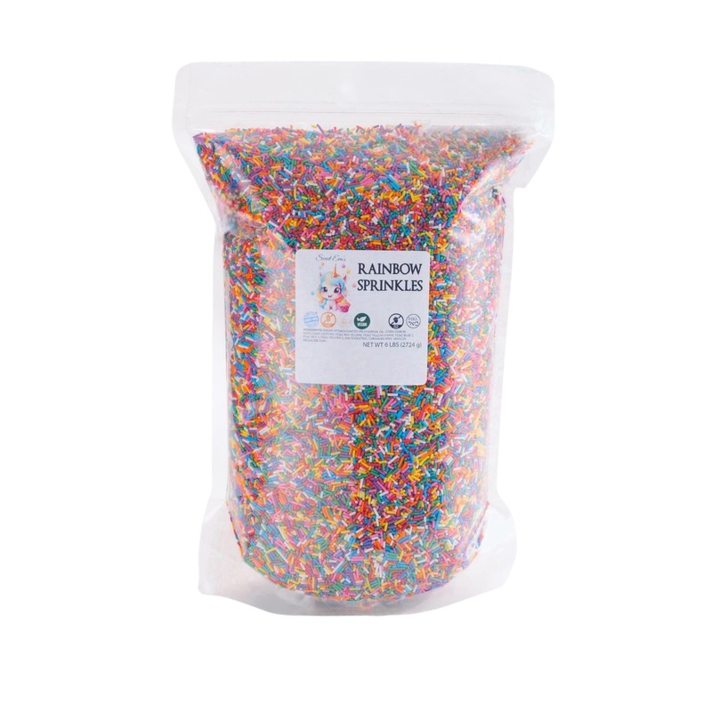 Rainbow Sprinkles 6Lbs; Dairy Free, Gluten-Free, Egg Free, Vegan, Nuts Free, Kosher, Sprinkle Medley Mix, For Baking, Decorating