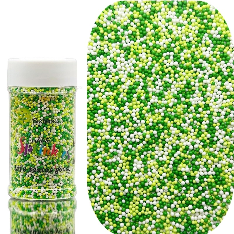 Se Si&Moos St Patrick’S Day Nonpareils Sprinkles Green And White Sprinkles White Green Sugar Pearls St Patrick’S Day Cupcake Top