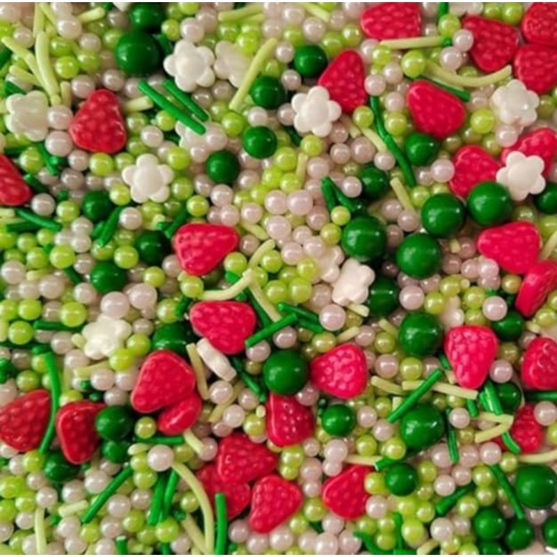 Sentovac Edible Strawberry Jimmies And Flowers Mixing Sprinkles For Decorating 1 Bottle 3.35Oz/ 95G | Cake Cupcakes And Ice Crea