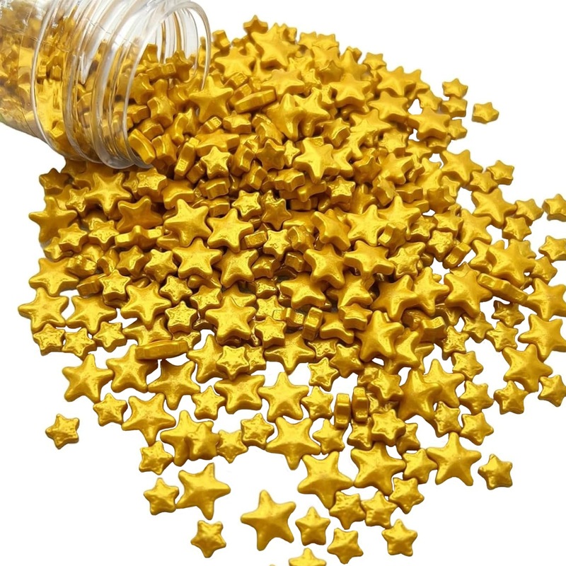 Sentovac Gold Star Sprinkles Edible Sugar For Cake Decorating Mix Sizes Gold Star Sprinkles Cake Topper Cupcake Cookie Baking De