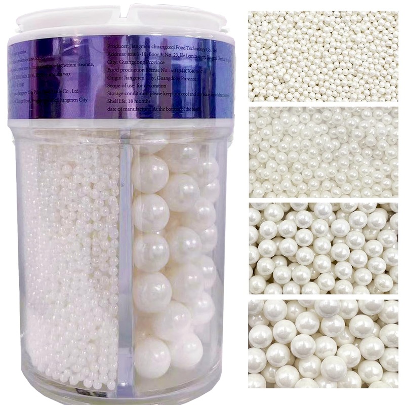 Sentovac White Pearl Sprinkles For Cake Decorating 4 Sizes Mix Fancy Sprinkles Cake Topper Cupcake Cookie Baking Decorations Hal