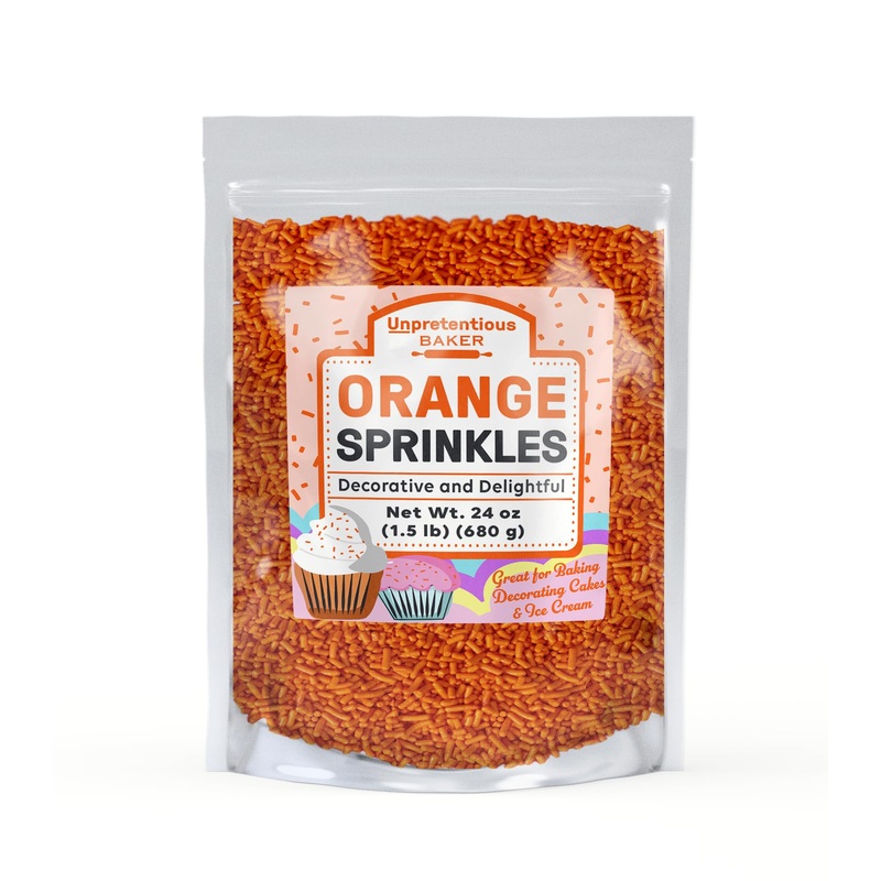 Unpretentious Orange Jimmies Sprinkles (1.5 Lb), Clear Resealable Bag, Decorative & Fun Color