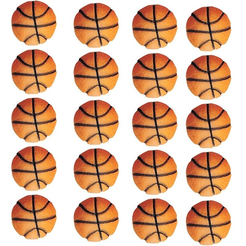 24 Pc – Sport Theme Edible Sugar Cake Cupcake Cookie Toppers Decorations (Basketball)