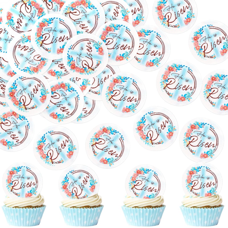 40Pack Edible Happy Easter Cupcake Toppers For Rabbit Ears Bunny Party Decorations Cake Picks Drink Topper Cake Food Decor Appet