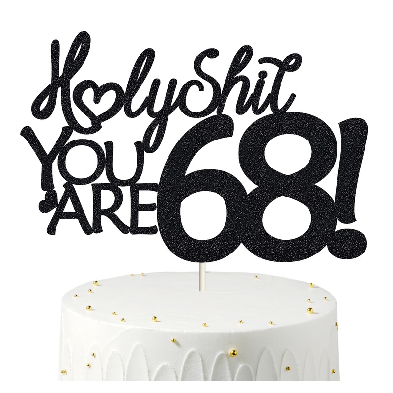 68 Cake Toppers, 68 Birthday Cake Toppers-Black Glitter, Funny 68Th Cake Topper For Men For Women, 68Th Birthday Decorations,68T