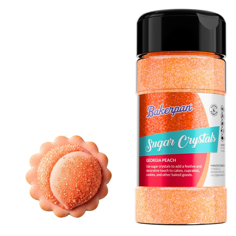 Bakerpan Sugar Sprinkles For Baking – 7 Ounce Georgia Peach Decorating Sugar Crystals For Cookies, Cake Pops, Ice Cream (Made In