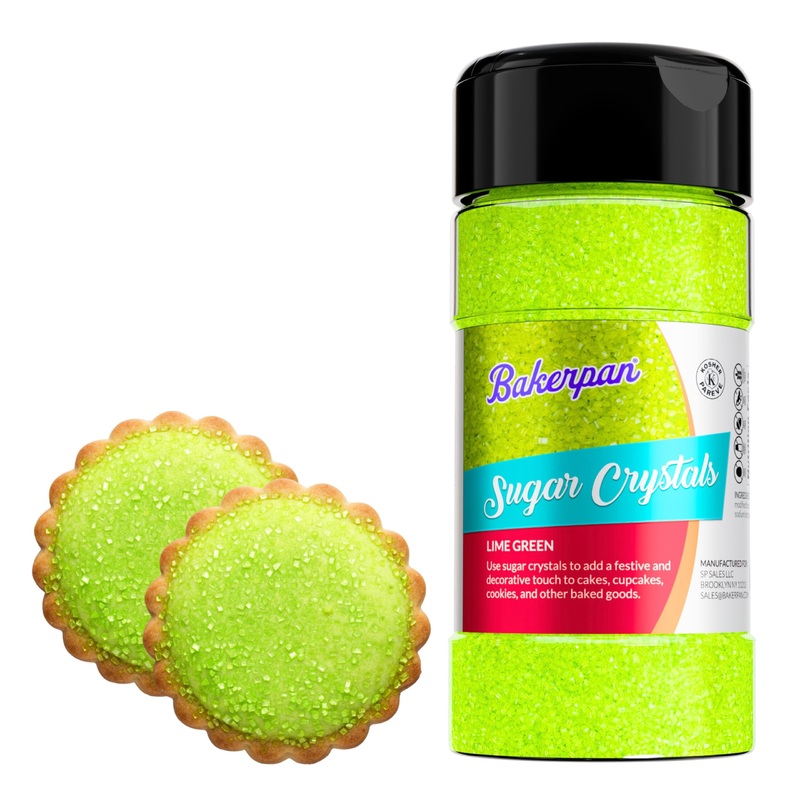 Bakerpan Sugar Sprinkles For Baking – 7 Ounce Lime Green Decorating Sugar Crystals For Cookies, Cake Pops, Ice Cream (Made In Us