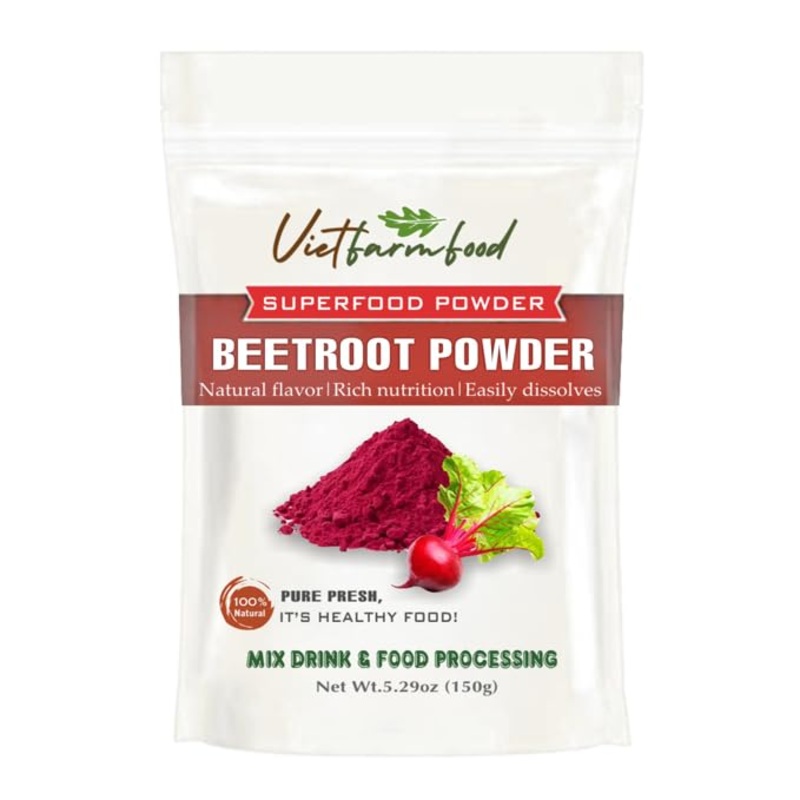 Beetroot Powder 5.29 Oz (150G) Vietfarmfood: Freeze-Dried Extracted From 100% Pure, Sugar-Free. Used To Mix Mixed Drinks Fresh F