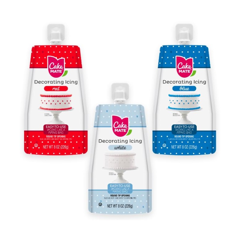 Cake Mate Decorating Icing Red, White & Blue Bundle – Great For Decorating Cakes, Cookies & More | Perfect For 4Th Of July & Yea