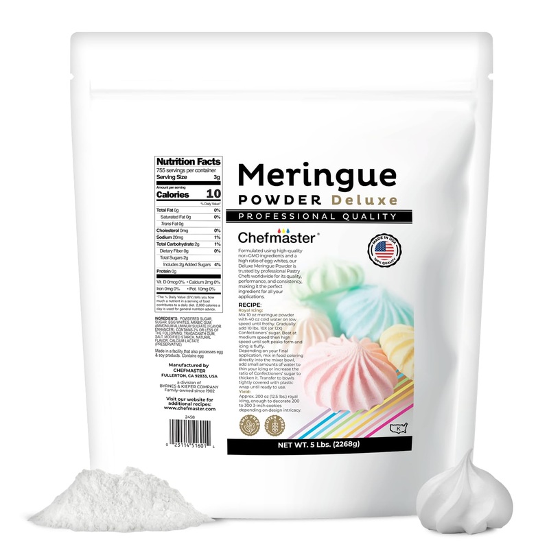 Chefmaster Meringue Powder Deluxe, Professional-Grade Egg White Substitute For Meringue Cookies, Pie Filling, Royal Icing, Non-G