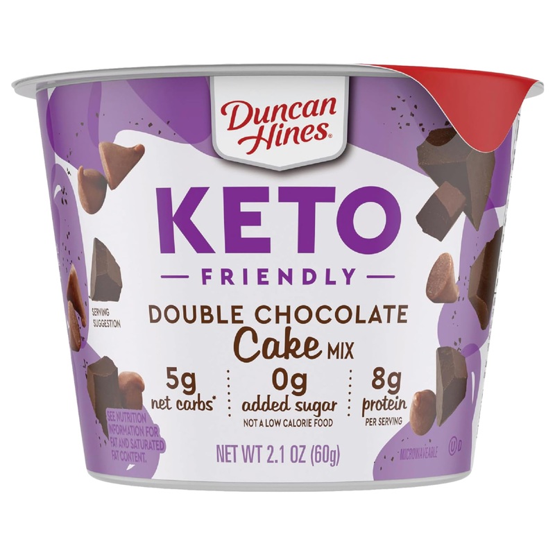 Duncan Hines Keto Friendly Double Chocolate Cake Mix, 2.1 Keto Friendly Double Chocolate Cake Cup 25.2 Ounce (Pack Of 12)
