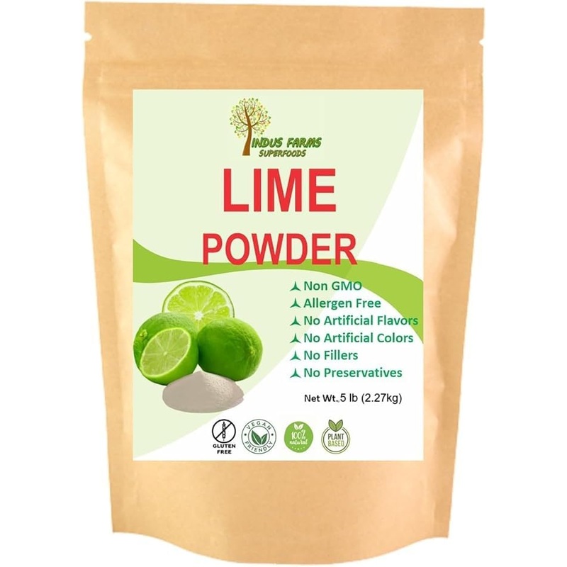 Indus Farms Superfoods All Natural Lime Juice Powder, 5 Lb (Value Pack), Plant-Based Natural Citrus Flavor For Seasoning, Drink