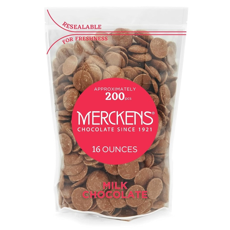 Kidu Merckens Chocolate Melting Wafers 16 Ounces Bulk Perfect For Dipping, Deserts, Baking And More – 1 Pound (Milk New)