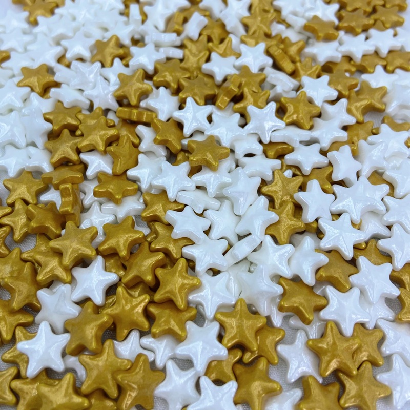 Littlestar Sprinkles – White And Gold Star Sprinkle For Cake Decorating 4 Ounce – Sugar Mix Star Sprinkles For Cupcake Toppers,