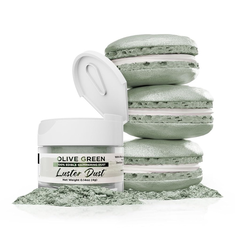 Luster Dust – Olive Green (4G 1X Jar) | Edible Vegan Dust & Paint For Cake Decorating, Ice Cream, Desserts, Cocktails And Bevera