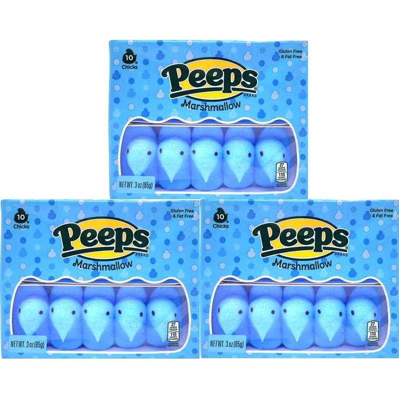 Peeps Easter Marshmallow Chicks, Variety Pack, 10 Count (Assorted Flavors & Colors) (3 Count, Blue Chicks Marshmallow)