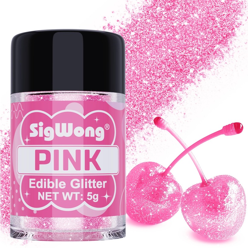 Pink Edible Glitter – 5G Food Grade Cake Decorating Shimmering Glitter, Edible Sprinkle Luster Dust For Drinks, Chocolates, Fond