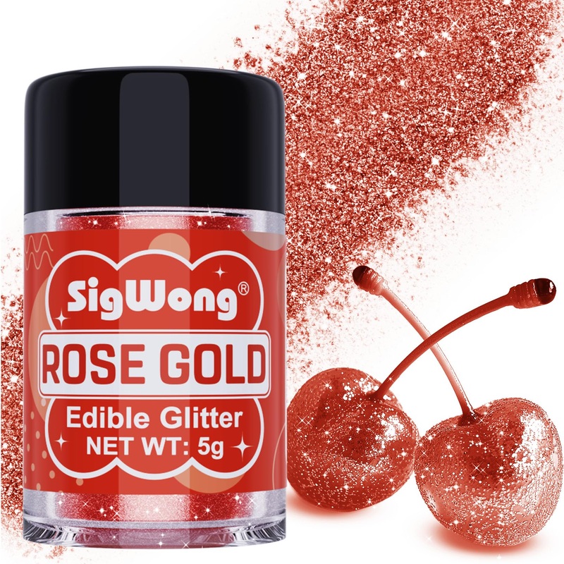 Rose Gold Edible Glitter – 5G Food Grade Cake Decorating Shimmering Glitter, Edible Sprinkle Luster Dust For Drinks, Chocolates,