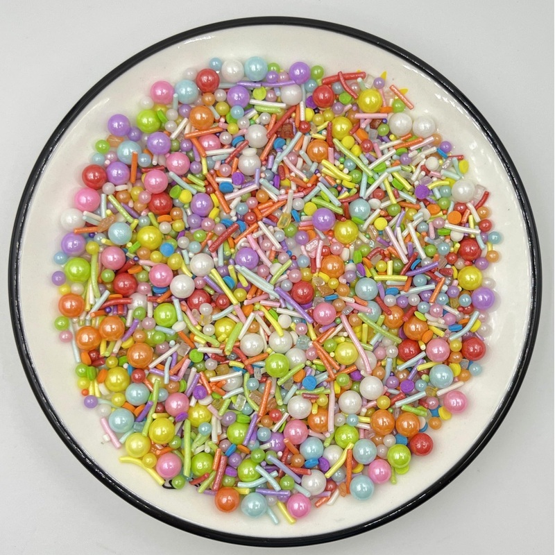 Sentovac Rainbow Jimmies And Pearls Sprinkles Mix | Edible Cake Cupcake Sprinkles 1 Bottle 3.5Oz/ 95G | For Wedding Party Baking