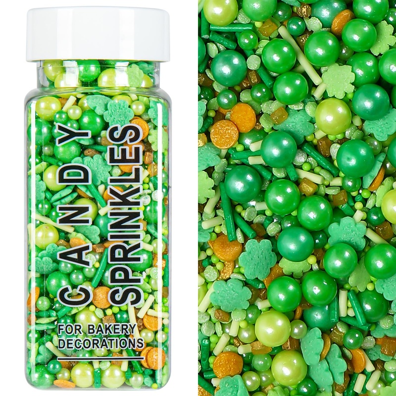 St Patrick’S Day Sprinkles, Green Sprinkles Mix, Shamrock Sprinkles For Cake Decorating, Edible Sprinkles For Baking, Ice Cream,