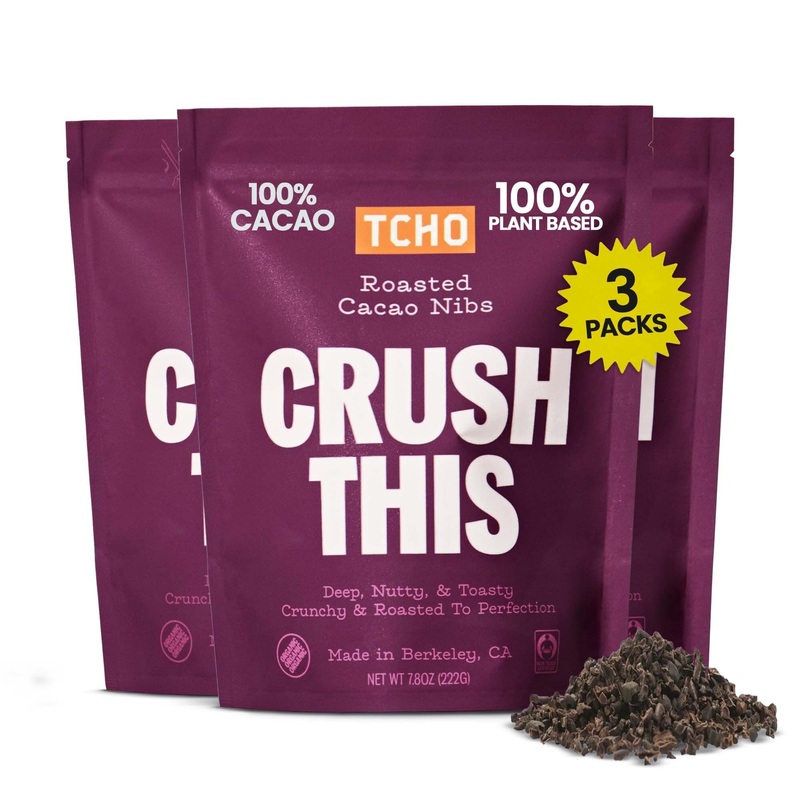 Tcho Cacao Nibs Organic Unsweetened (3 Pack) – Roasted, 100% Plant Based, Vegan Friendly, Non-Gmo, Single-Origin, Non-Dairy, Fai