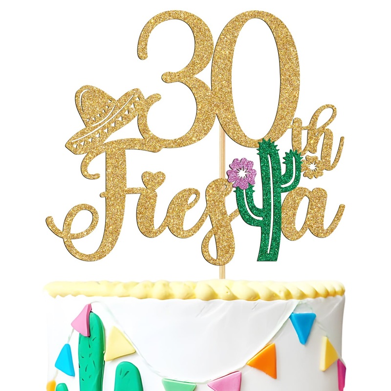 Tivurcia 30Th Fiesta Cake Topper, Cheers To 30 Years/Taco Bout 30 Cake Decor,Tropical Hawaiian Mexican Summer Themed Happy 30Th