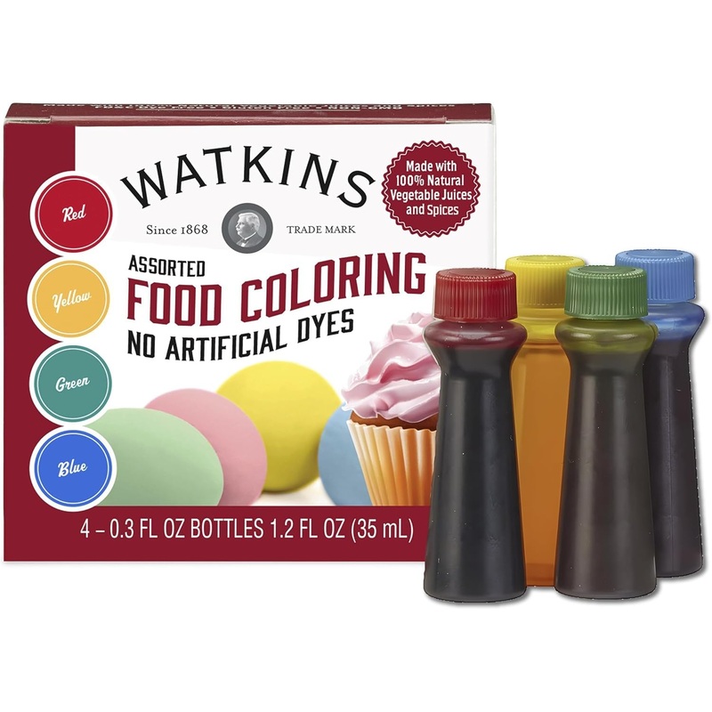 Watkins Assorted Food Coloring, 1 Each Red, Yellow, Green, Blue, Total Four 0.3 Oz Bottles, 4 Count (Pack Of 6)