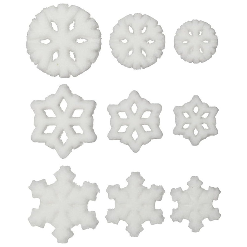 White Snowflake Assortment Edible Sugar Cake Toppers, 24 Count