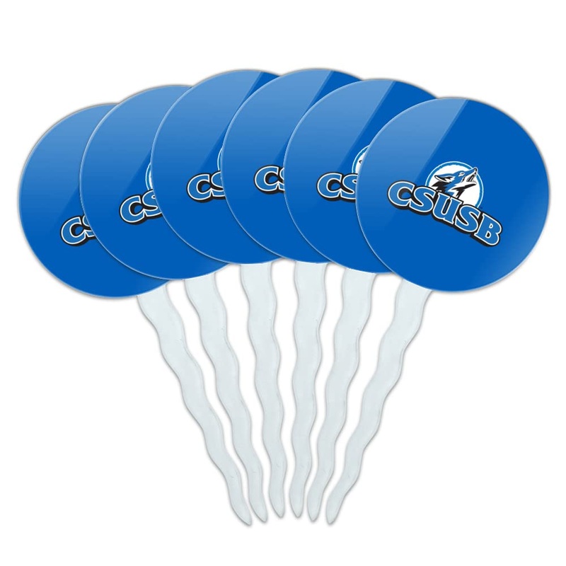 California State University San Bernardino Primary Logo Cupcake Picks Toppers Decoration Set Of 6