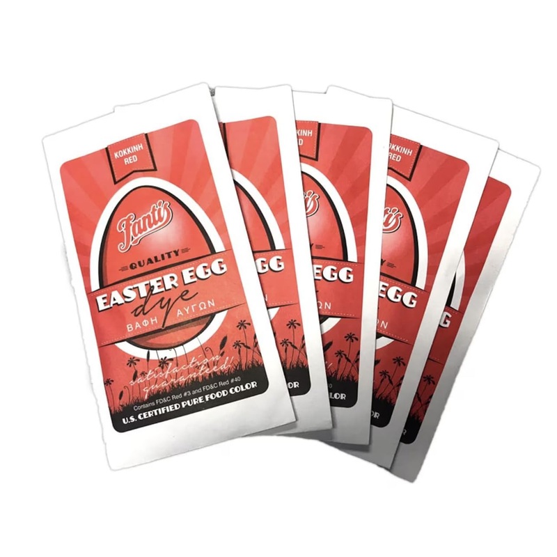 Fantis Easter Egg Red Food Coloring Dye, Traditional Greek Style, 5 Pack