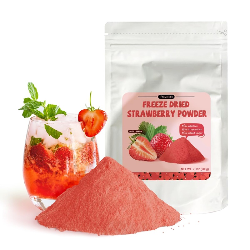 Fraunitsh Strawberry Powder 7.05Oz | Freeze Dried Strawberries Powder | Natural Fruit Powder Berry Source | Strawberry Flavoring