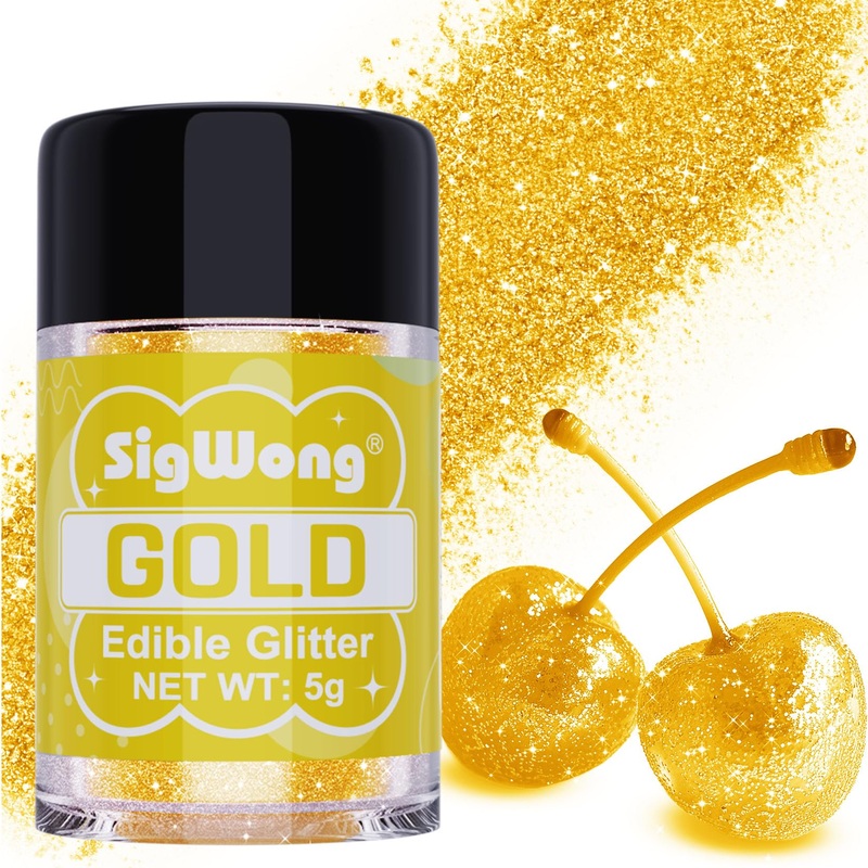 Gold Edible Glitter – 5G Food Grade Cake Decorating Shimmering Glitter, Edible Sprinkle Luster Dust For Drinks, Chocolates, Fond
