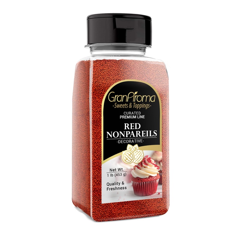 Granaroma Red Nonpareils, 1 Lb, Decorative Sprinkles, Cakes & Cookies, Bakery Staple