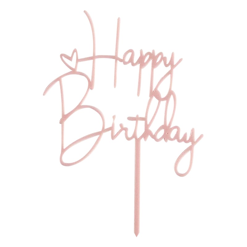 Happy Birthday Cake Topper Cake Decoration Birthday Cake Supplies (Pink Cake Topper)