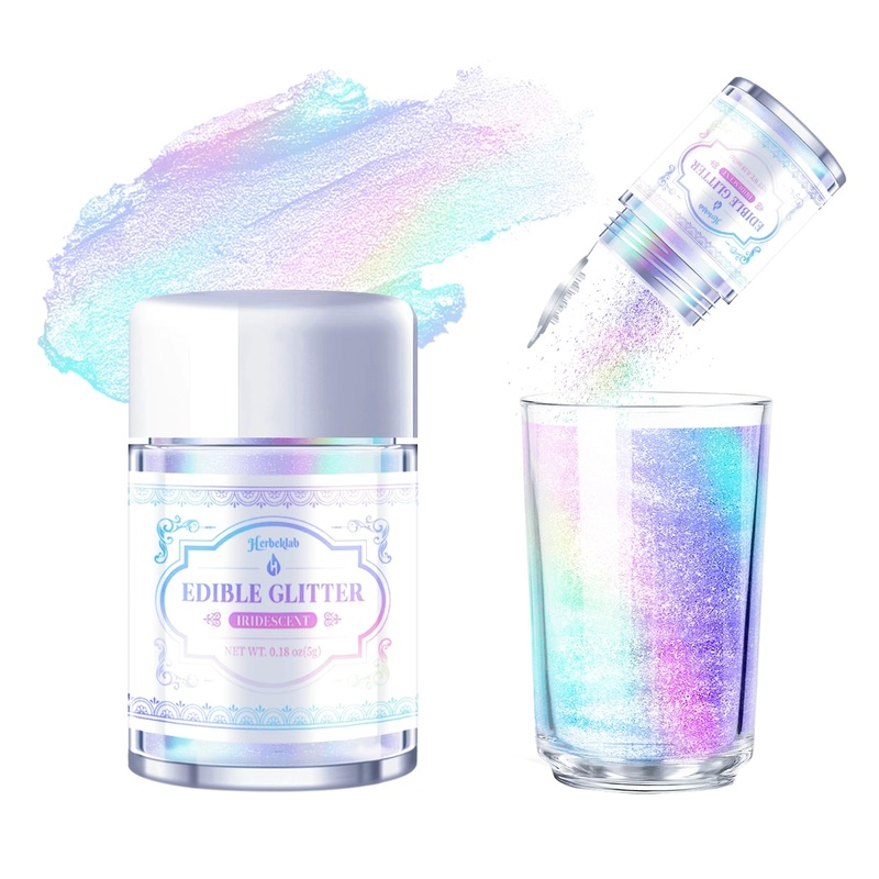 Iridescent Edible Glitter For Cocktails – Rainbow Luster Dust Edible Iridescent Drink Glitter Food Grade Shimmer Powder For Beve