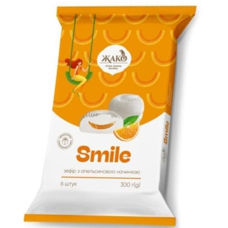 Jako Zefir Smile With Orange Filling Marshmallow 10.58 Oz / 300 Gr Product Of Ukraine (2 Pack)