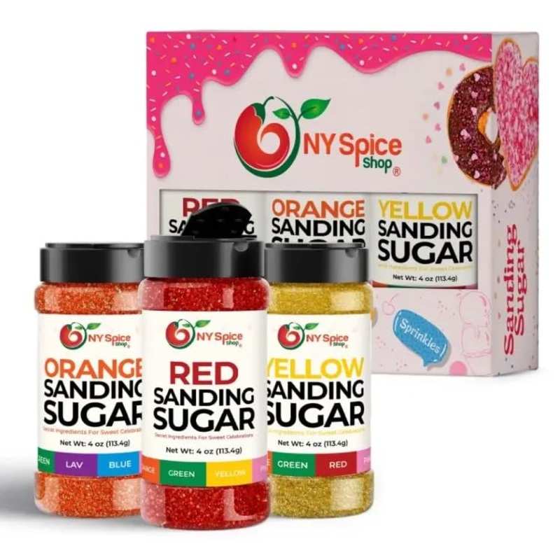 Ny Spice Shop Sanding Sugar Collection (Orange-Red-Yellow Sanding Sugar, 4 Ounce (Pack Of 3))