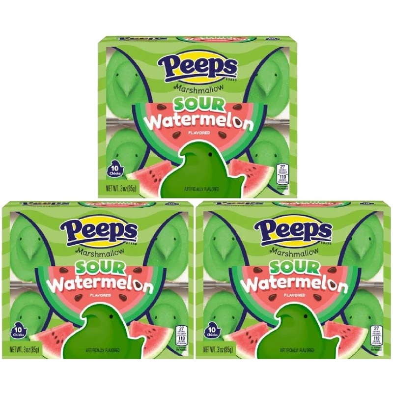 Peeps Easter Marshmallow Chicks, Variety Pack, 10 Count (Assorted Flavors & Colors) (3 Count, Sour Watermelon Chicks Marshmallow